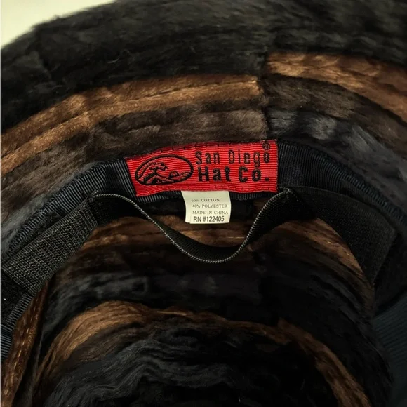 NWT San Diego Hat Company Mixed Brown & Black Small Brim Ribbon Bucket Hat - Picture 7 of 7